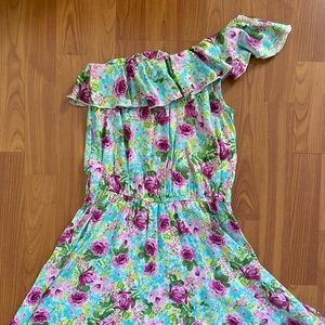 One shoulder floral dress